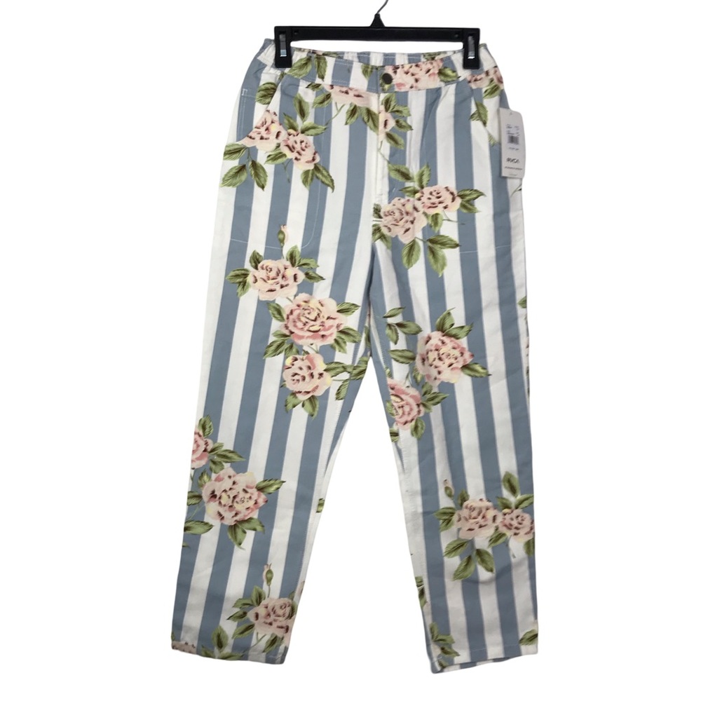 RVCA Scrunchie Pant Women’s Size S/8 Multicolor Floral high Rise Straight Leg.